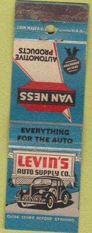 Matchbook Cover - Levin's Auto Supply  Van Ness Northern CA Chain WORN