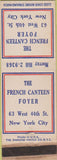 Matchbook Cover - French Canteen Foyer New York City