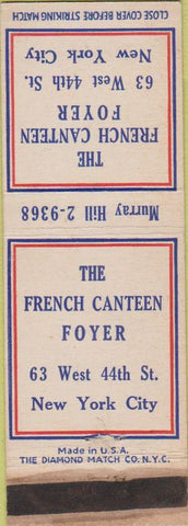 Matchbook Cover - French Canteen Foyer New York City