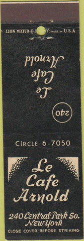 Matchbook Cover - Le Cafe Arnold New York City