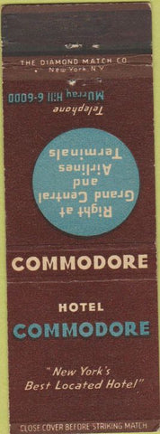 Matchbook Cover - Hotel Commodore New York City