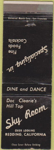 Matchbook Cover - Doc Clearie's Hill Top Sky Room Redding CA WEAR