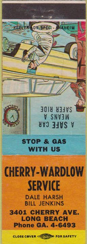 Matchbook Cover - Cherry Wardlow oil gas Long Beach CA
