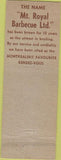 Matchbook Cover - Mount Royal BBQ Montreal QC