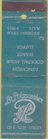 Matchbook Cover - Le Poissonnier New York City WEAR