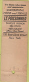 Matchbook Cover - Le Poissonnier New York City WEAR