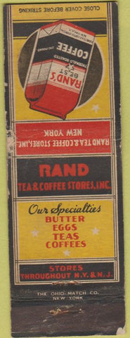 Matchbook Cover - Rand's Best Coffee  tea NY NJ WEAR