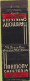 Matchbook Cover - Harmony Cafeteria Cedar Rapids IA
