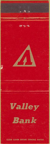 Matchbook Cover - Valley Bank Springfield MA