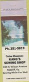 Matchbook Cover - Kang's Sewing Shop Radcliff KY