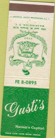 Matchbook Cover - Gusti's Washington DC Italian Restaurant
