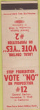 Matchbook Cover - Vote No Proposition 12 California 1948 Alcohol related