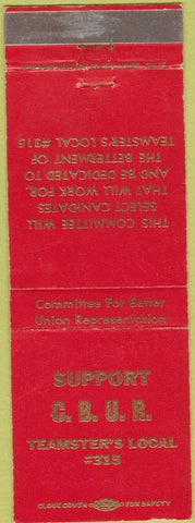 Matchbook Cover - CBUR Teamster's Union
