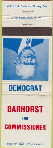 Matchbook Cover - Barhorst Commissioner Democrat Sidney OH