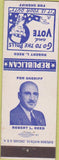 Matchbook Cover - Robert L Reed Sheriff Republican