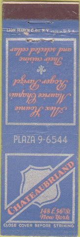 Matchbook Cover - Cheateaubriand New York City