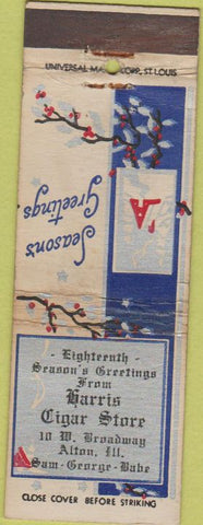Matchbook Cover - Harris Cigar Store Alton IL Christmas WEAR