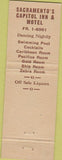 Matchbook Cover - Capitol Inn Motel Sacramento CA