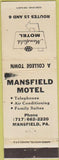 Matchbook Cover - Mansfield Motel Mansfield PA WEAR