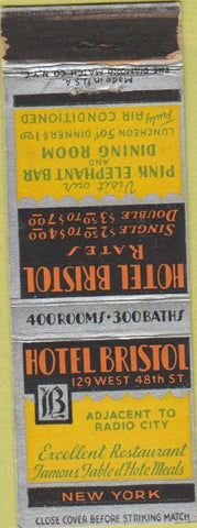 Matchbook Cover - Hotel Bristol New York City