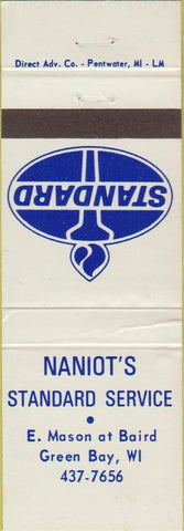 Matchbook Cover - Standard oil gas Naniot's Green Bay WI