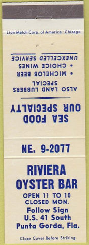 Matchbook Cover - Riviera Oyster Bar Punta Gorda FL