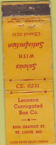 Matchbook Cover - Leonson Corrugated Box ST Louis MO paper boxes WORN