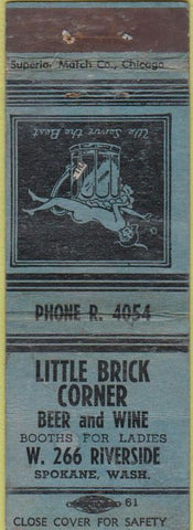 Matchbook Cover - Little Brick Corner Spokane WA Girlie POOR