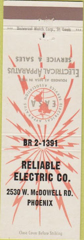 Matchbook Cover - Reliable Electric Phoenix AZ