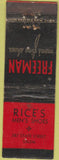Matchbook Cover - Freeman Shoes Rice's Salem OR