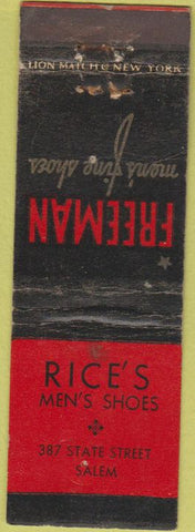 Matchbook Cover - Freeman Shoes Rice's Salem OR