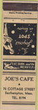 Matchbook Cover - Joe's Cafe Easthampton MA girlie 1930s