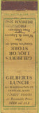 Matchbook Cover - Gilberts Lunch Liquor Dedham MA WORN