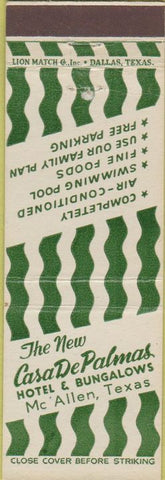 Matchbook Cover - Casa De Palmas Hotel McAllen TX