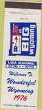 Matchbook Cover - Wyoming Tourism 1976 Casper