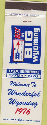 Matchbook Cover - Wyoming Tourism 1976 Casper