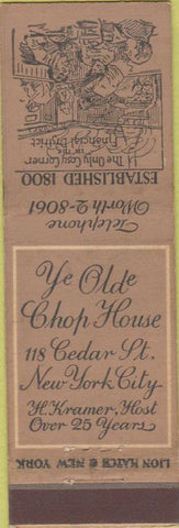 Matchbook Cover - Ye Olde Chop House New York City