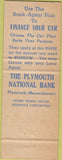 Matchbook Cover - Plymouth National bank MA