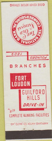 Matchbook Cover - National Bank Chambersburg PA