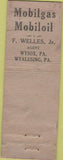 Matchbook Cover - Mobil Oil Gas Wyalusing Wysox PA WORN