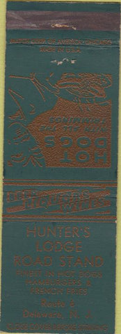 Matchbook Cover - Hunter's Lodge Road Stand Delaware NJ Hot Dogs