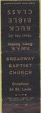 Matchbook Cover - Broadway Baptist Church  Bible Class WEAR