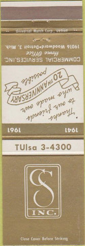 Matchbook Cover - Commercial Services Detroit MI Insurance Background checks
