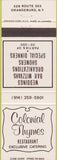 Matchbook Cover - Colonial Thymes Restaurant Orangeburg NY Bar Mitzvah
