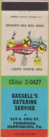 Matchbook Cover - Cassell's Catering Harrisburg PA