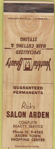 Matchbook Cover - Rick's Salon Arden Town CA