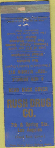 Matchbook Cover - Rush Drug Co Los Angeles CA WEAR