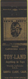 Matchbook Cover - Toy Land Santa Claus CA Christmas