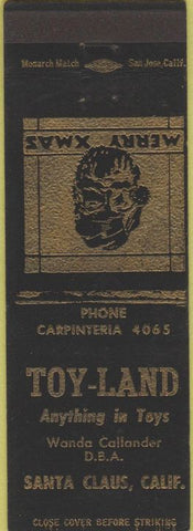 Matchbook Cover - Toy Land Santa Claus CA Christmas