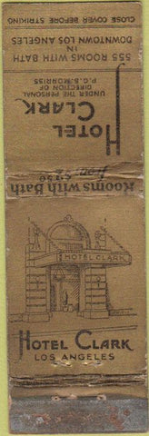 Matchbook Cover - Hotel Clark Los Angeles CA WORN